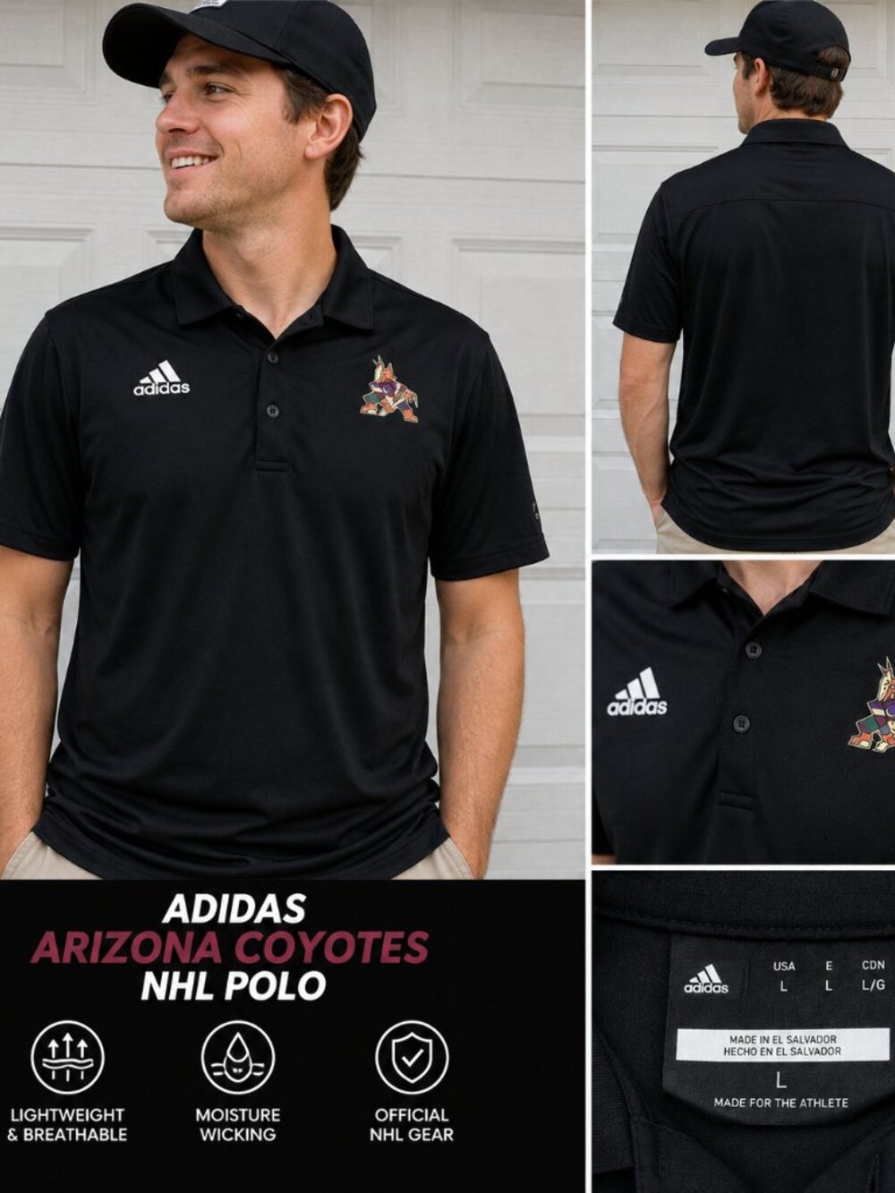 🏒 Adidas Arizona Coyotes NHL Kachina Polo – Men’s Large – Black
